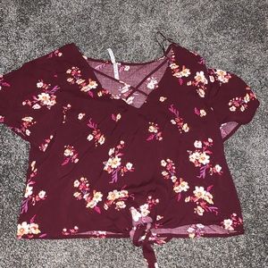 Floral Cropped Top with Tie